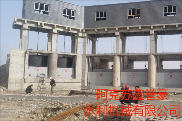 于田县库奇曼渠首建设项目闸门及启闭设备安装现场